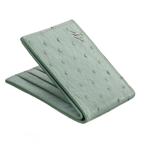 A&V Leather Handbags - Fresh Mint Authentic Ostrich Leather Wallet – Luxury